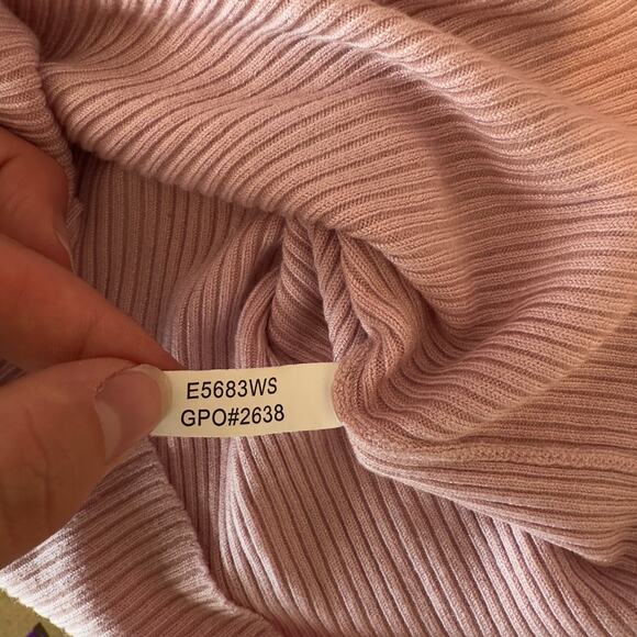 Wet Seal Y2K Pink V-Neck Long-Sleeve Fitted Layering Top Size XL Soft Preppy - Picture 7 of 9